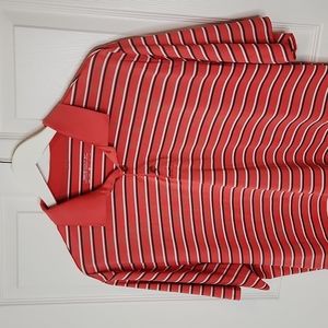 Men's Nike Golf Dri-fit polo shirt salmon orange with white and gray stripes XL